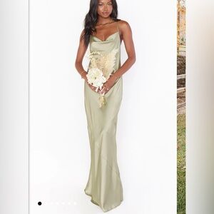 New! Show me your mumu Tuscany Maxi Slip; moss green bridesmaid dress